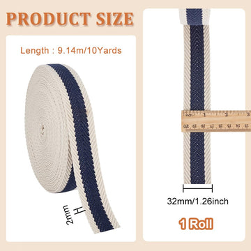 BENECREAT 1.25-inch wide midnight blue webbing for belts and straps.
