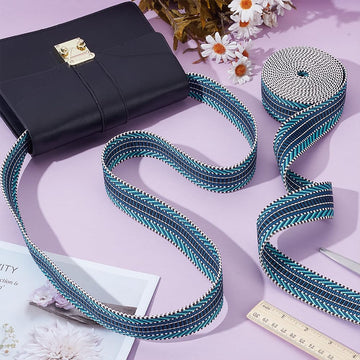 BENECREAT diy watch bands and handbags with prussian blue jacquard webbing
