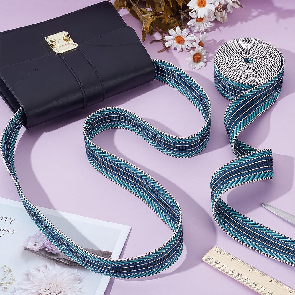 BENECREAT diy watch bands and handbags with prussian blue jacquard webbing