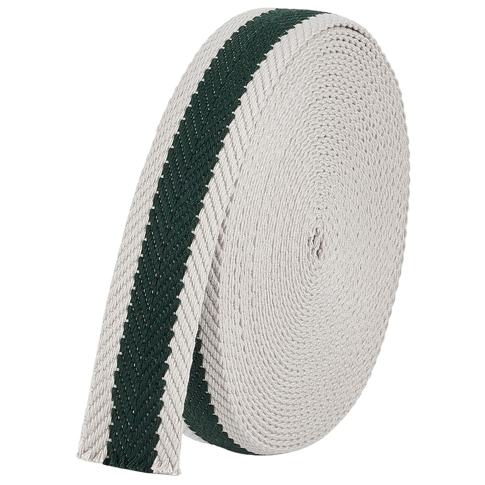 BENECREAT dark green striped webbing roll ideal for straps and crafts