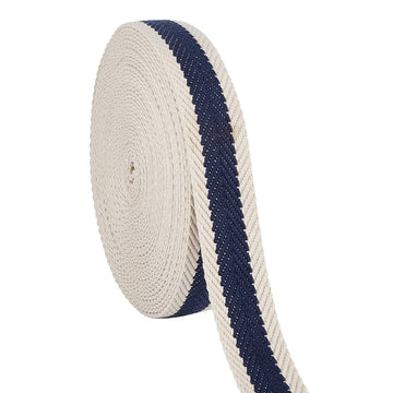 BENECREAT midnight blue striped webbing roll for durable bag handles.
