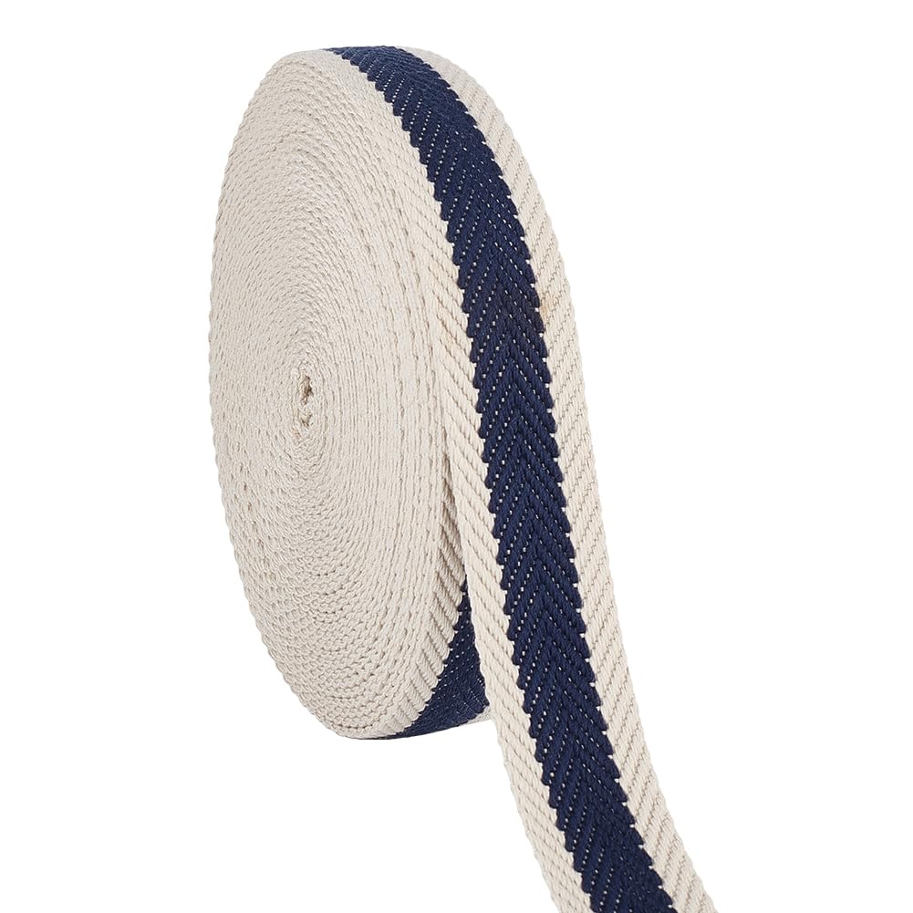 BENECREAT midnight blue striped webbing roll for durable bag handles.