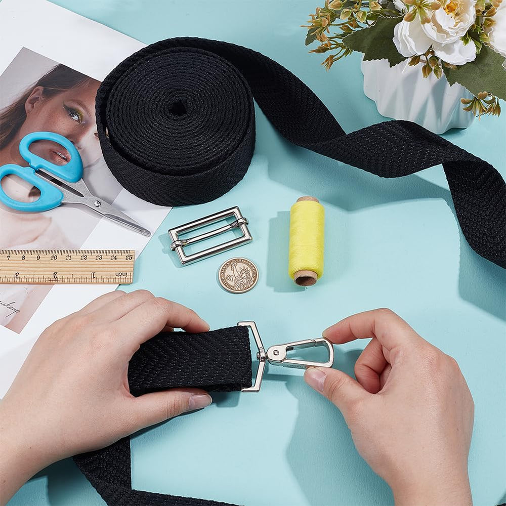 BENECREAT one-and-a-half-inch black webbing swatch for sewing projects