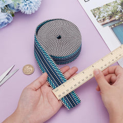 BENECREAT polyester jacquard strap in prussian blue for bags and crafts