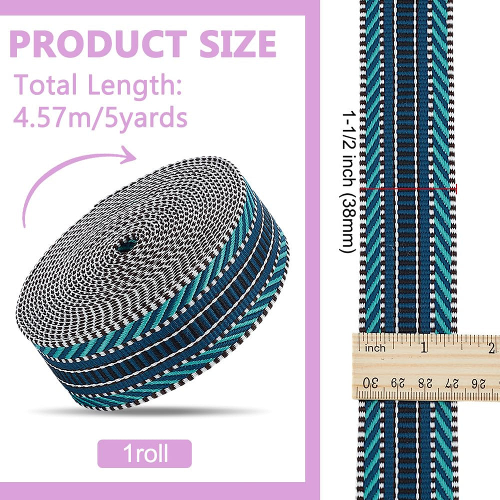 BENECREAT 1.5 inch wide prussian blue webbing for belts and straps