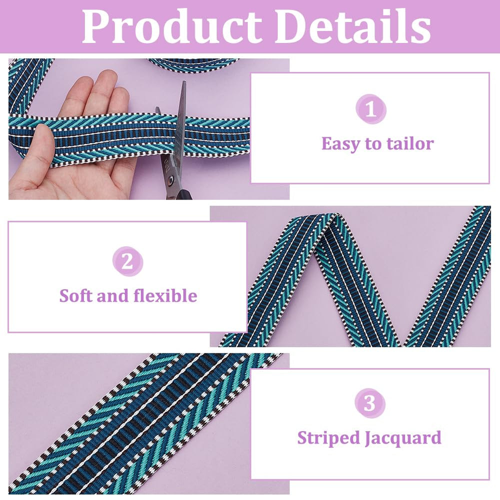 BENECREAT jacquard webbing replaces purses straps and furniture upholstery in blue