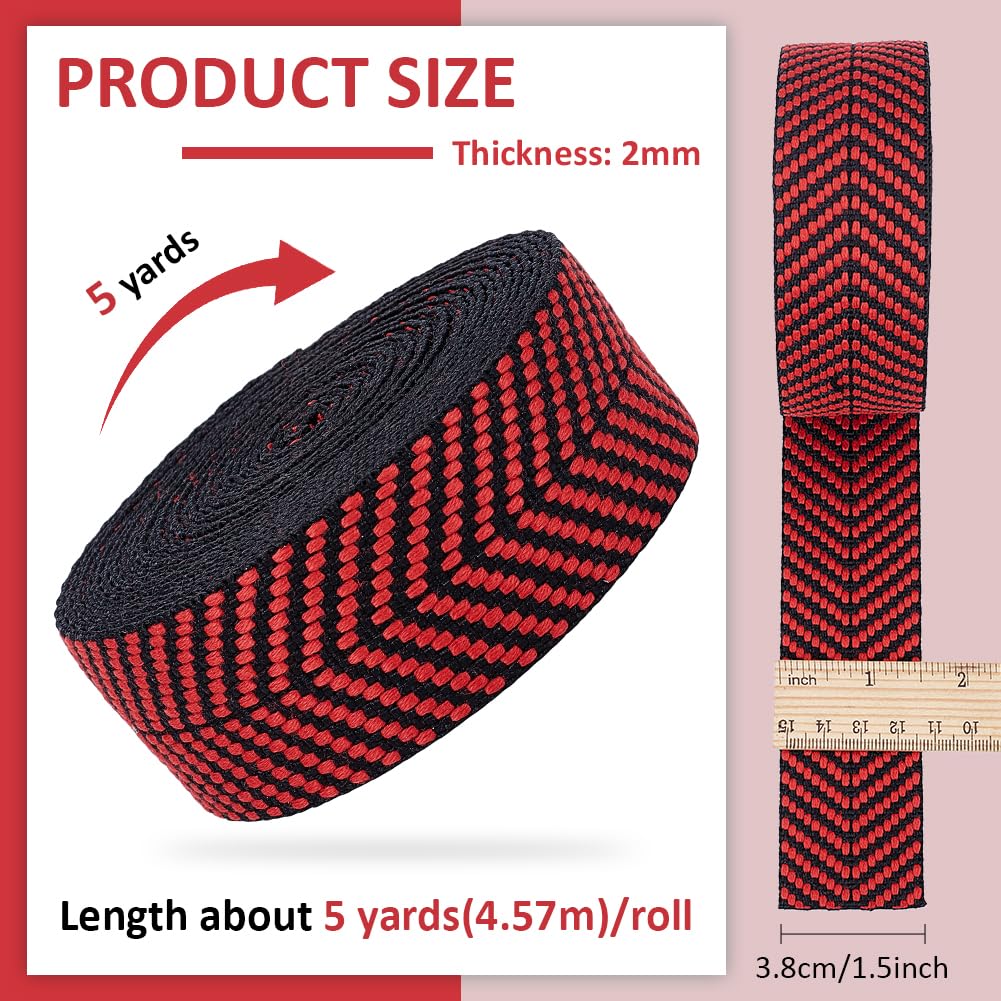 BENECREAT polycotton webbing close-up shows tight weave and colorfast red.