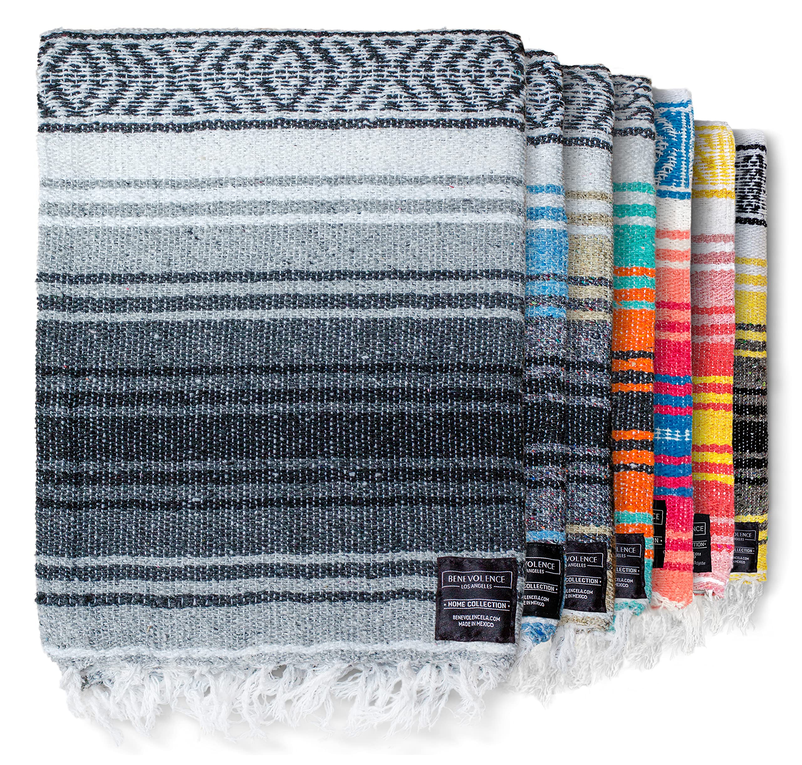 Benevolence LA authentic handwoven Mexican blanket gray weave close-up highlighting craftsmanship and cozy warmth