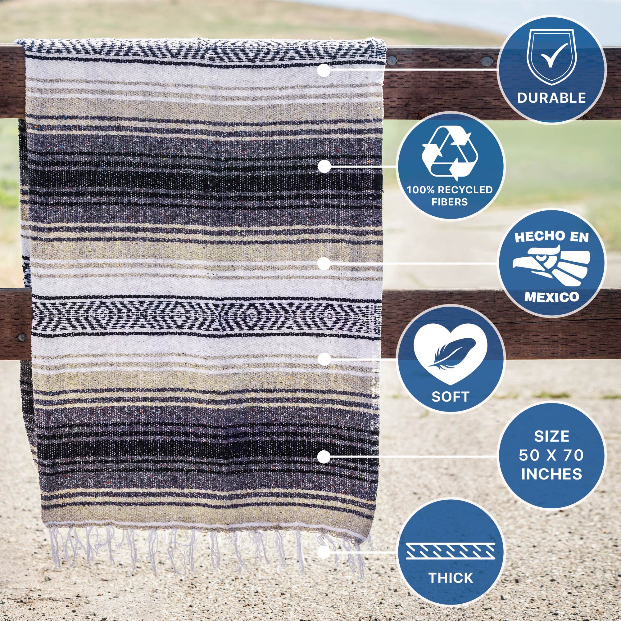 Benevolence LA blanket on beach shows outdoor comfort for seaside outings.