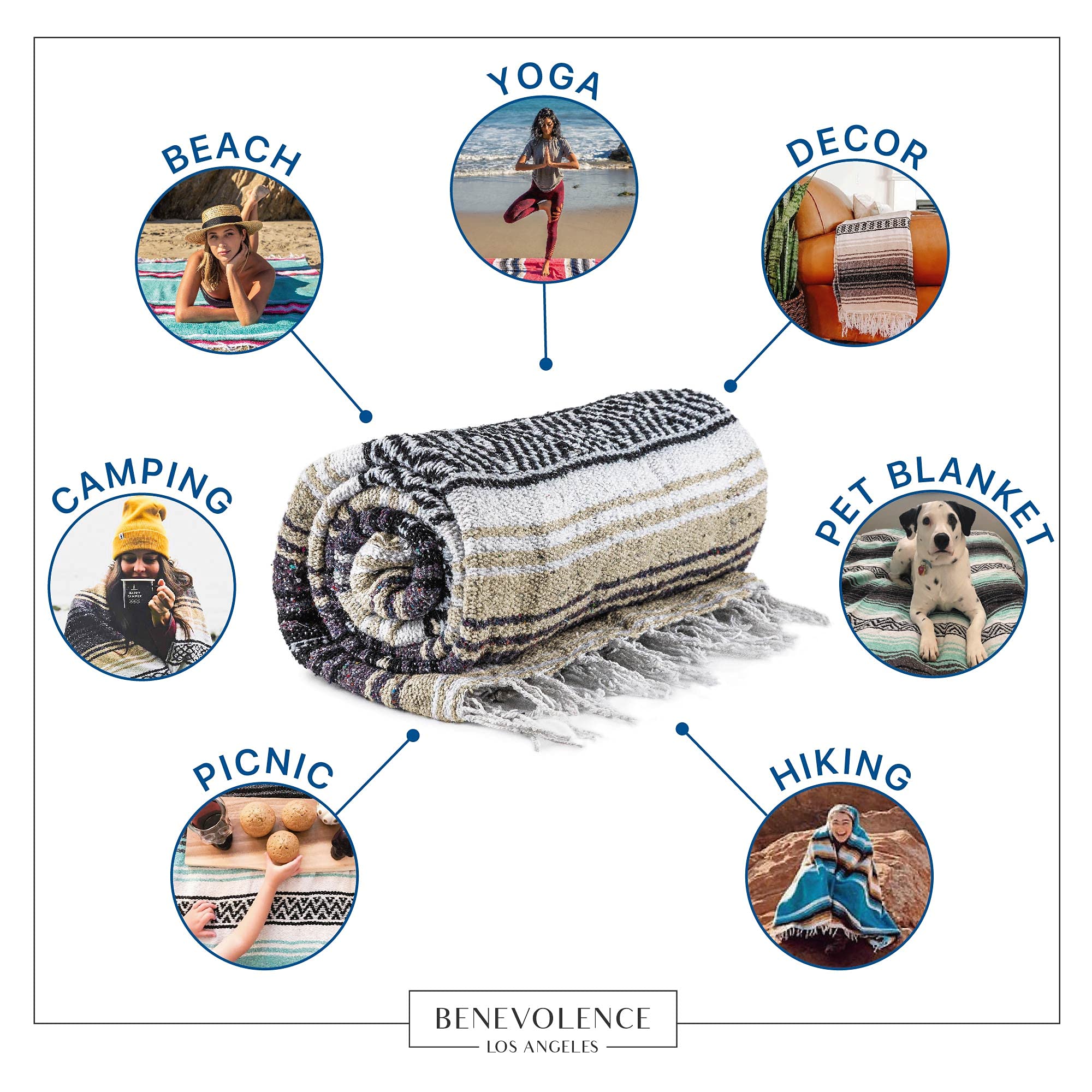 Benevolence LA blanket spread during yoga practice demonstrates versatile use.