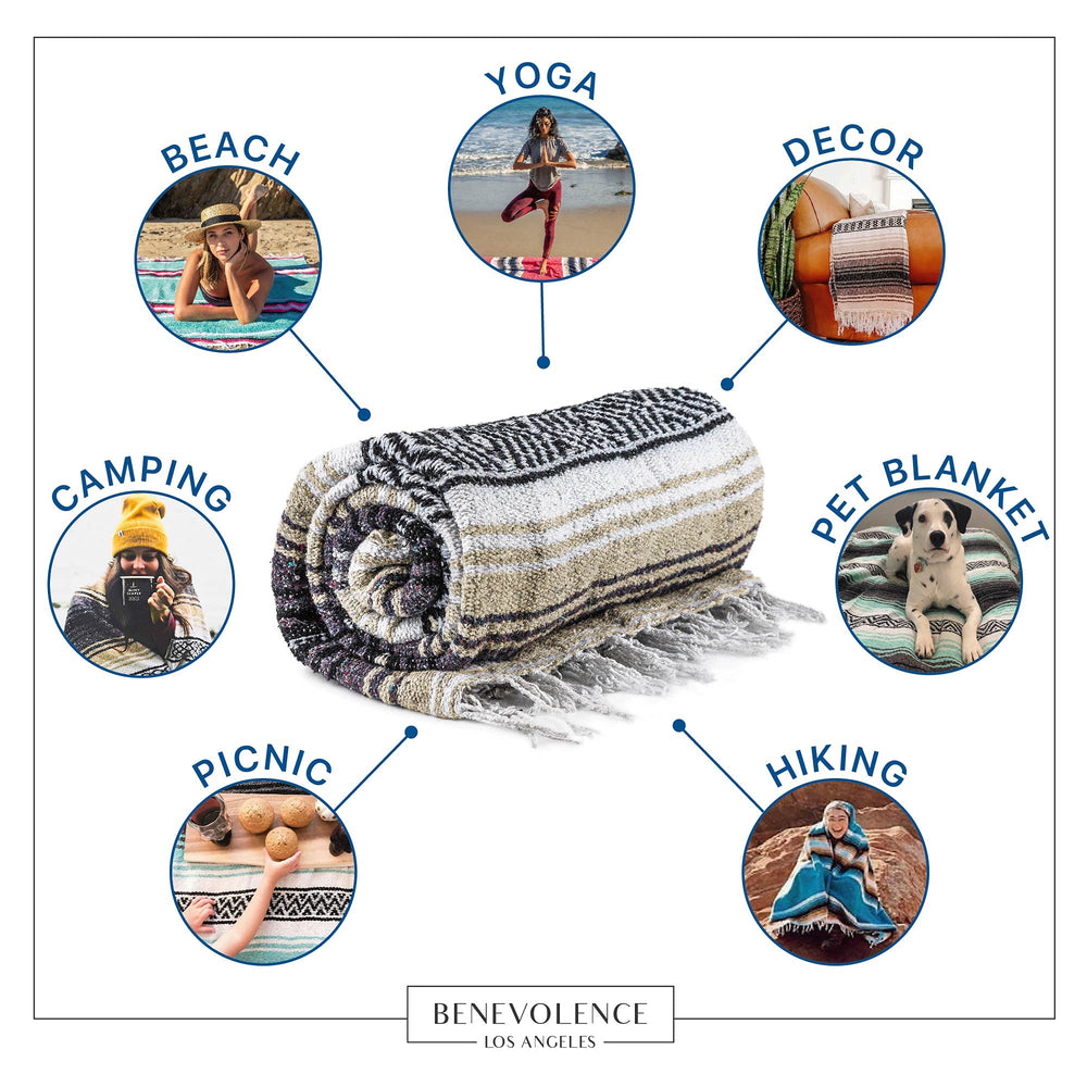 Benevolence LA blanket spread during yoga practice demonstrates versatile use.