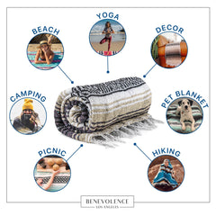 Benevolence LA blanket spread during yoga practice demonstrates versatile use.