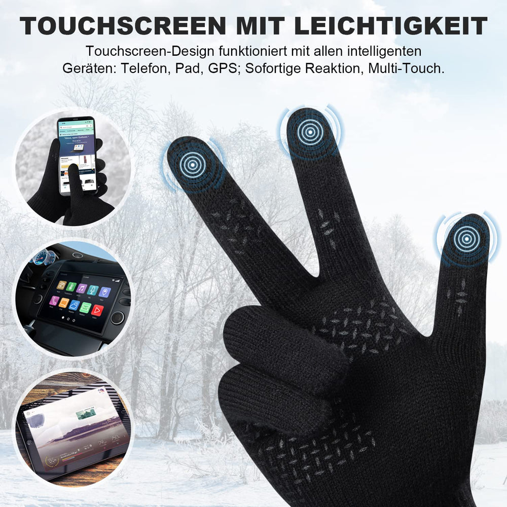 Benirap winter gloves conductive fingertips enable easy touchscreen use outdoors