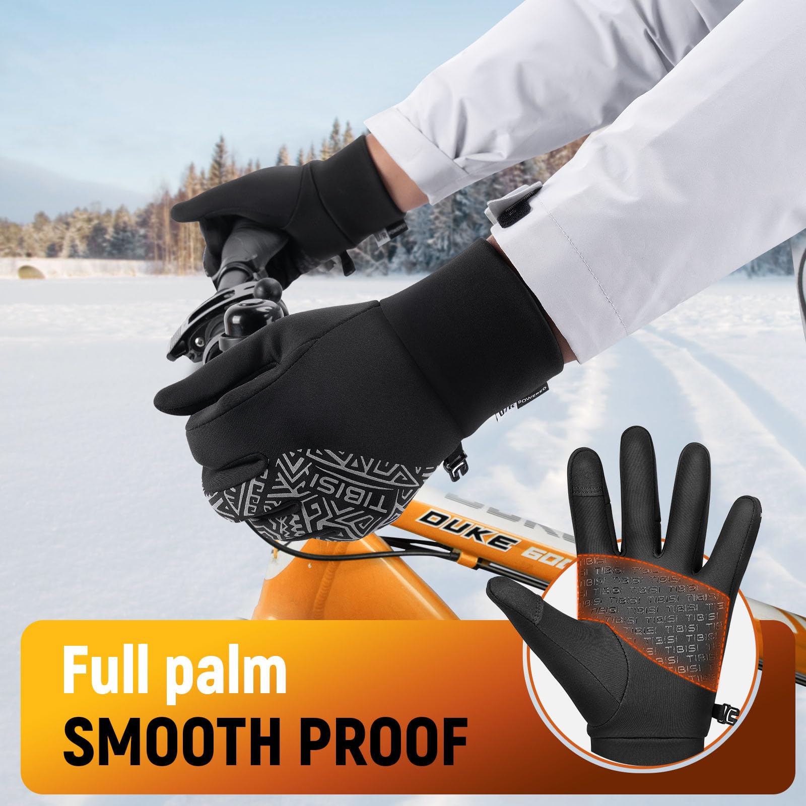 Benirap Winter Gloves silicone grip palm closeup demonstrating secure grip