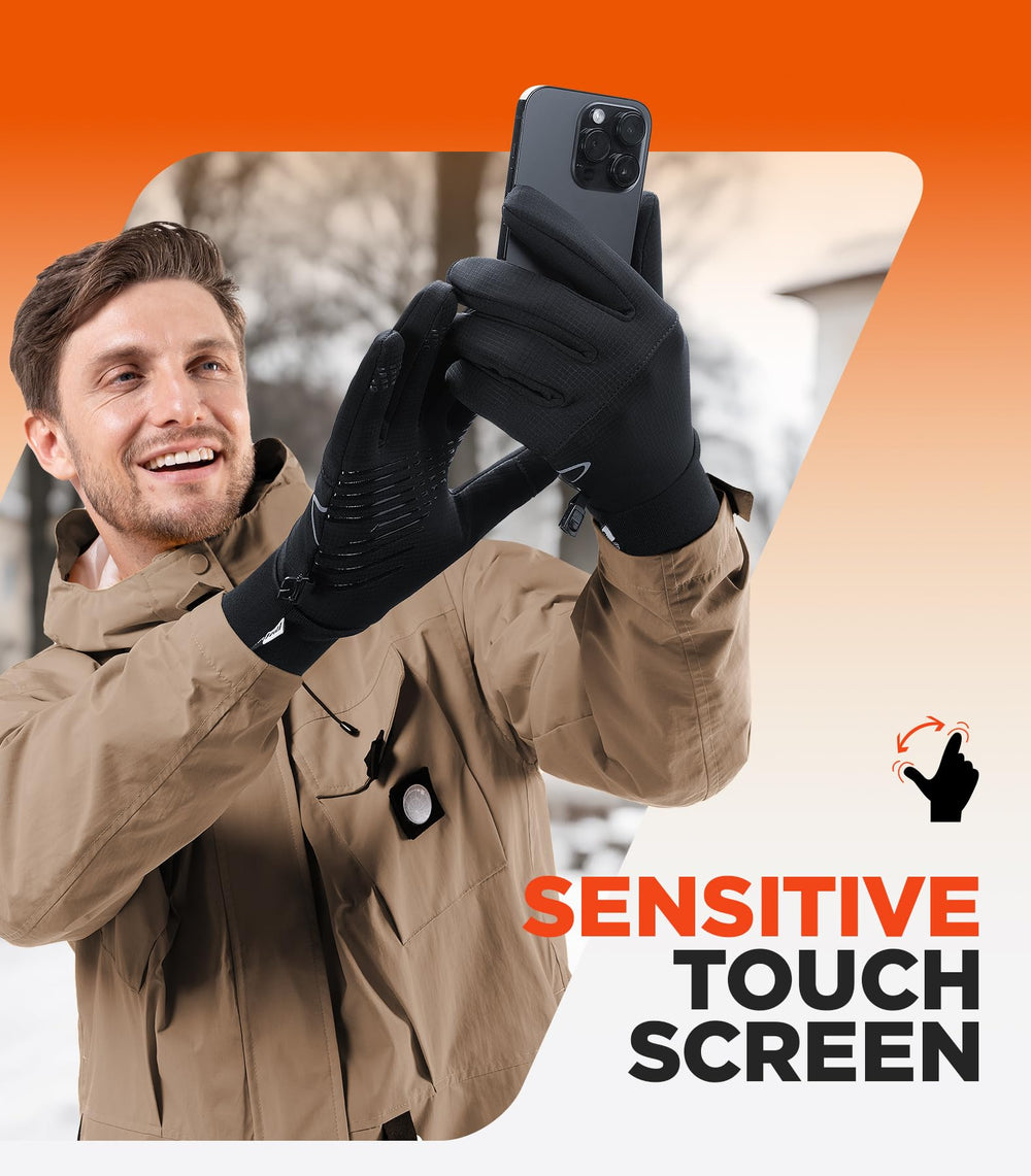 Benirap winter gloves silicone grip image shows secure, non-slip grip for driving and sports.