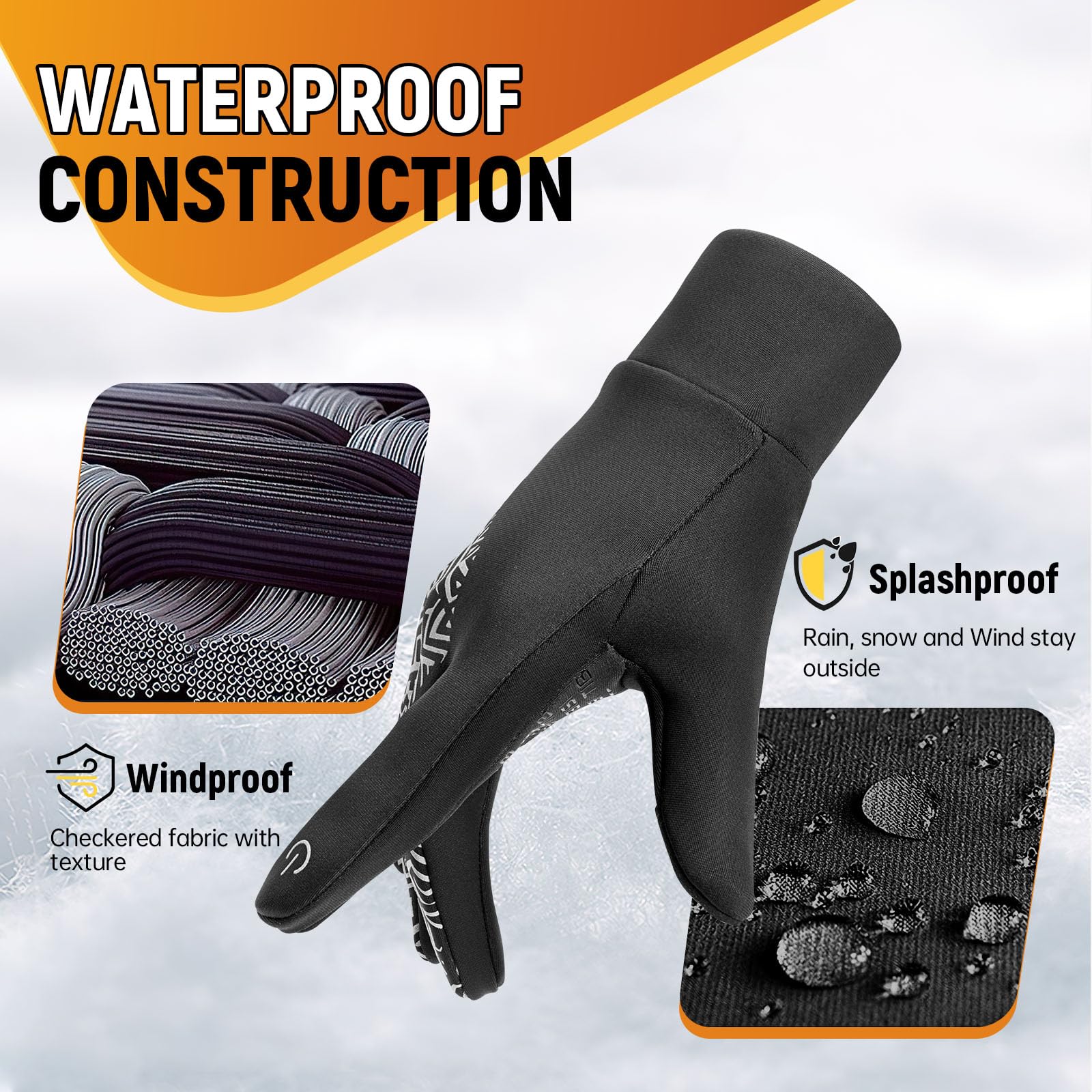 Benirap Winter Gloves reinforced stitching closeup indicating lasting durability