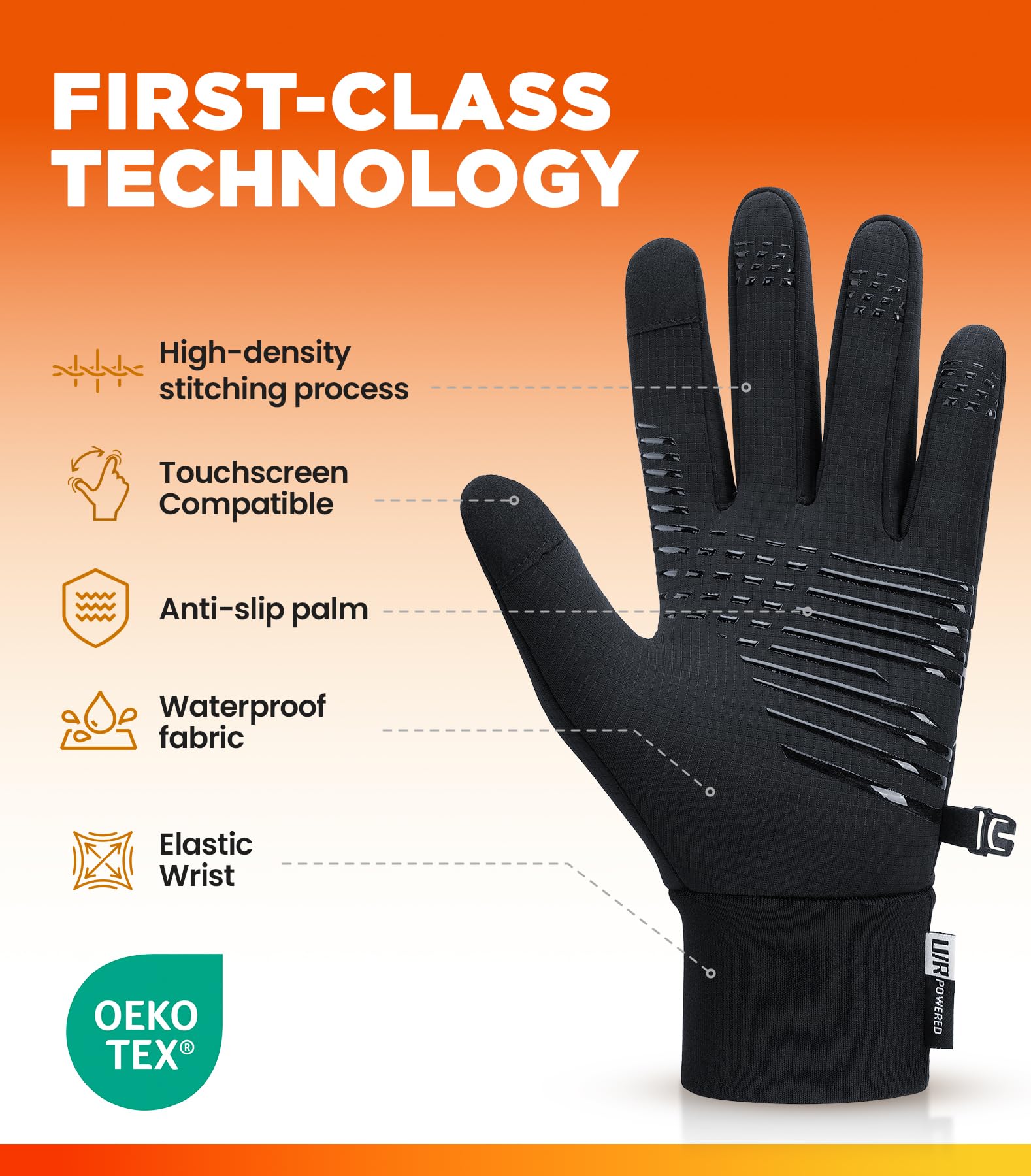 Benirap winter gloves touchscreen thumb image demonstrates precise control with conductive fibers.