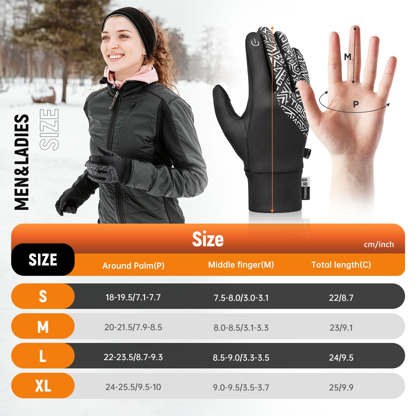 Benirap Winter Gloves unisex fit display suitable for both men and women