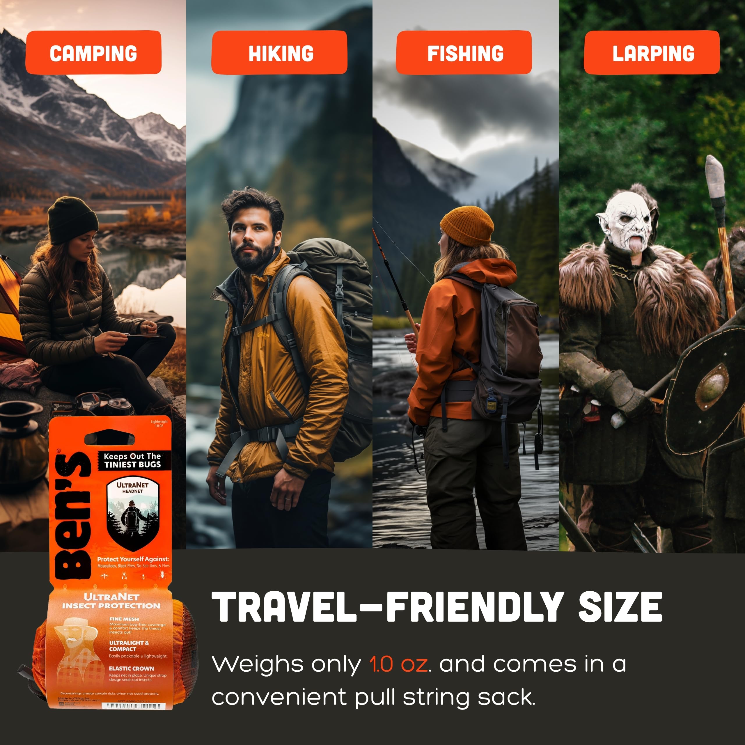 Portable head net designed for travel and outdoor use