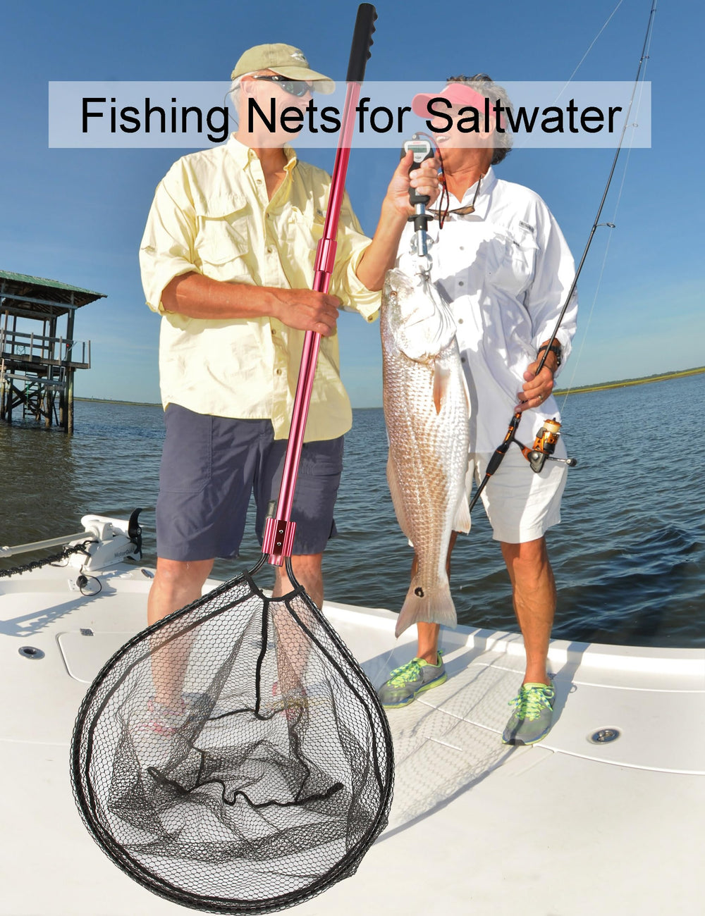 Beoccudo fishing net telescopic handle extend to 94in for reach from shore
