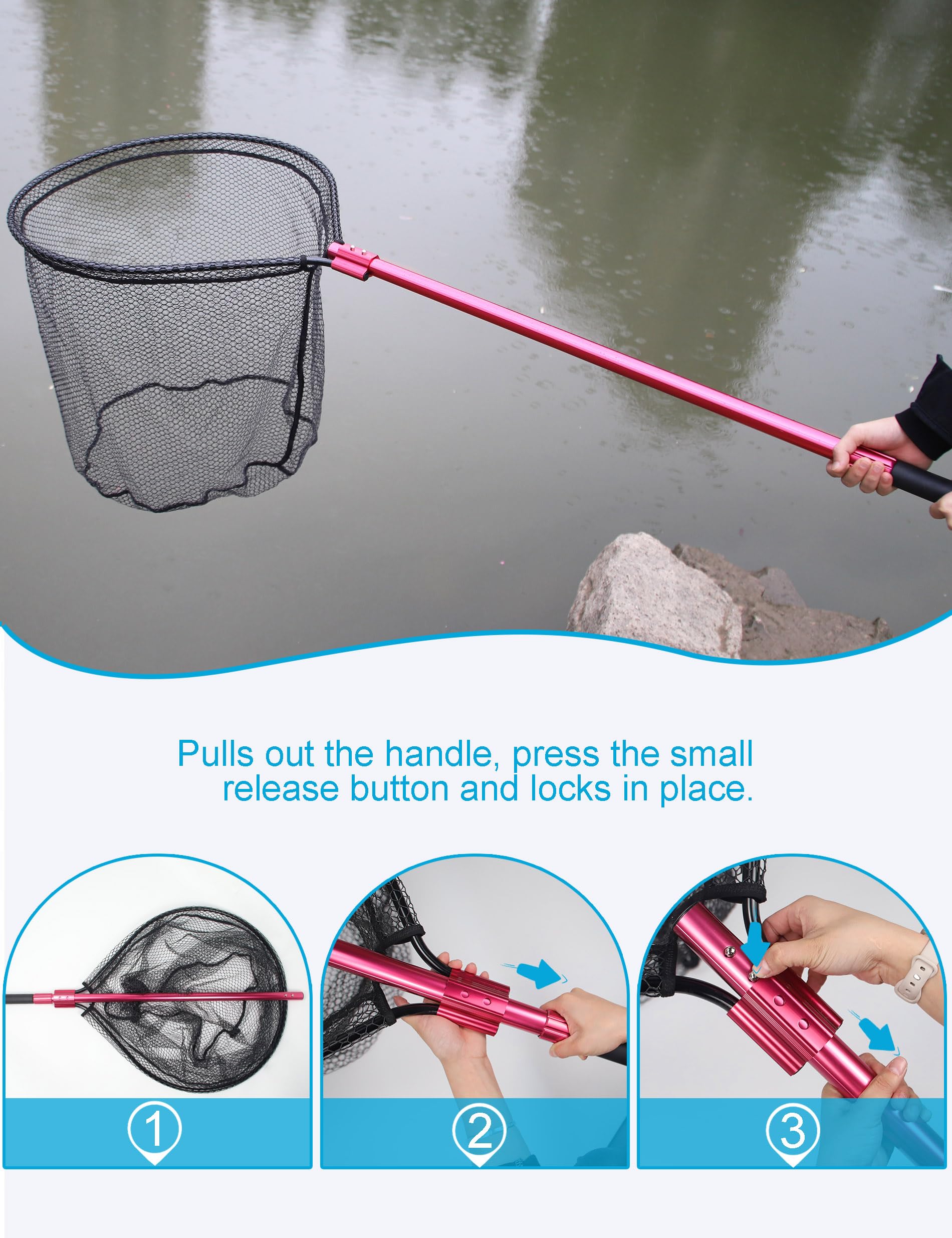 Portable Beoccudo landing net in black carrying bag
