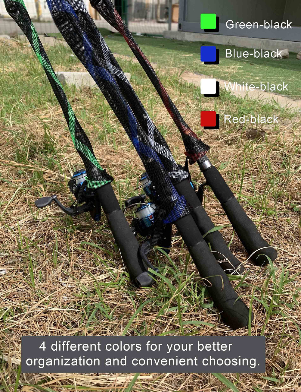 Beoccudo rod socks in use with elastic strap and top-tip protection