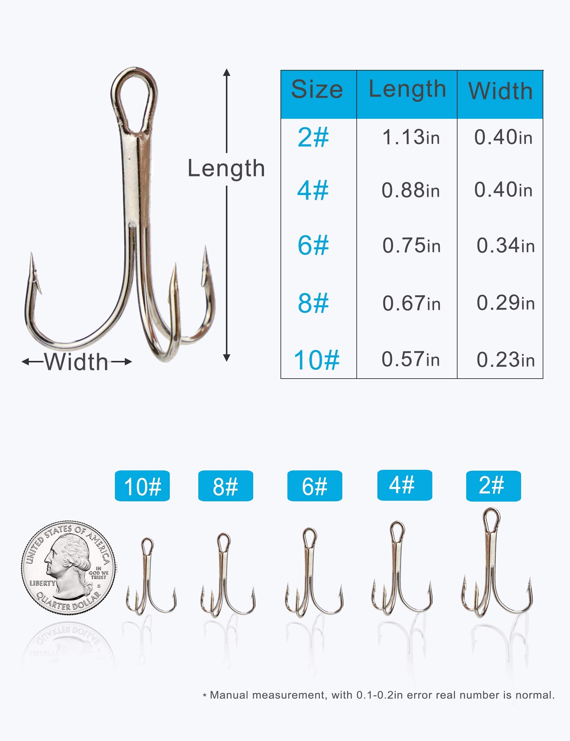Beoccudo treble hooks sizes 2, 4, 6, 8, 10