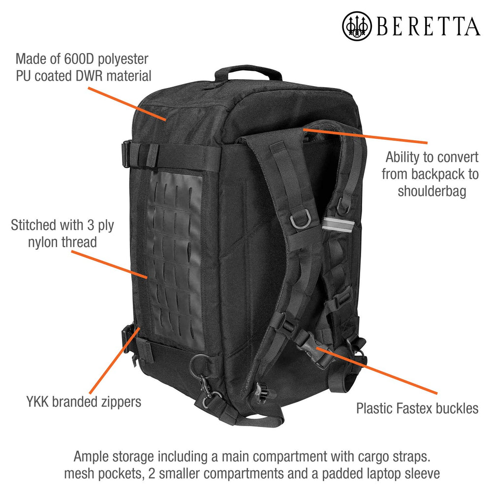 MOLLE and velcro patches on Beretta 49L enable modular gear.