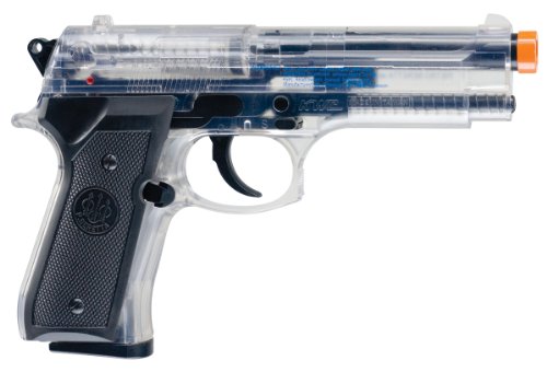 Beretta 92FS 6mm airsoft spring clear packaging shows contents and safety notes.