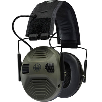 Beretta Electronic Earmuffs front view with 32dB protection for shooting ranges.