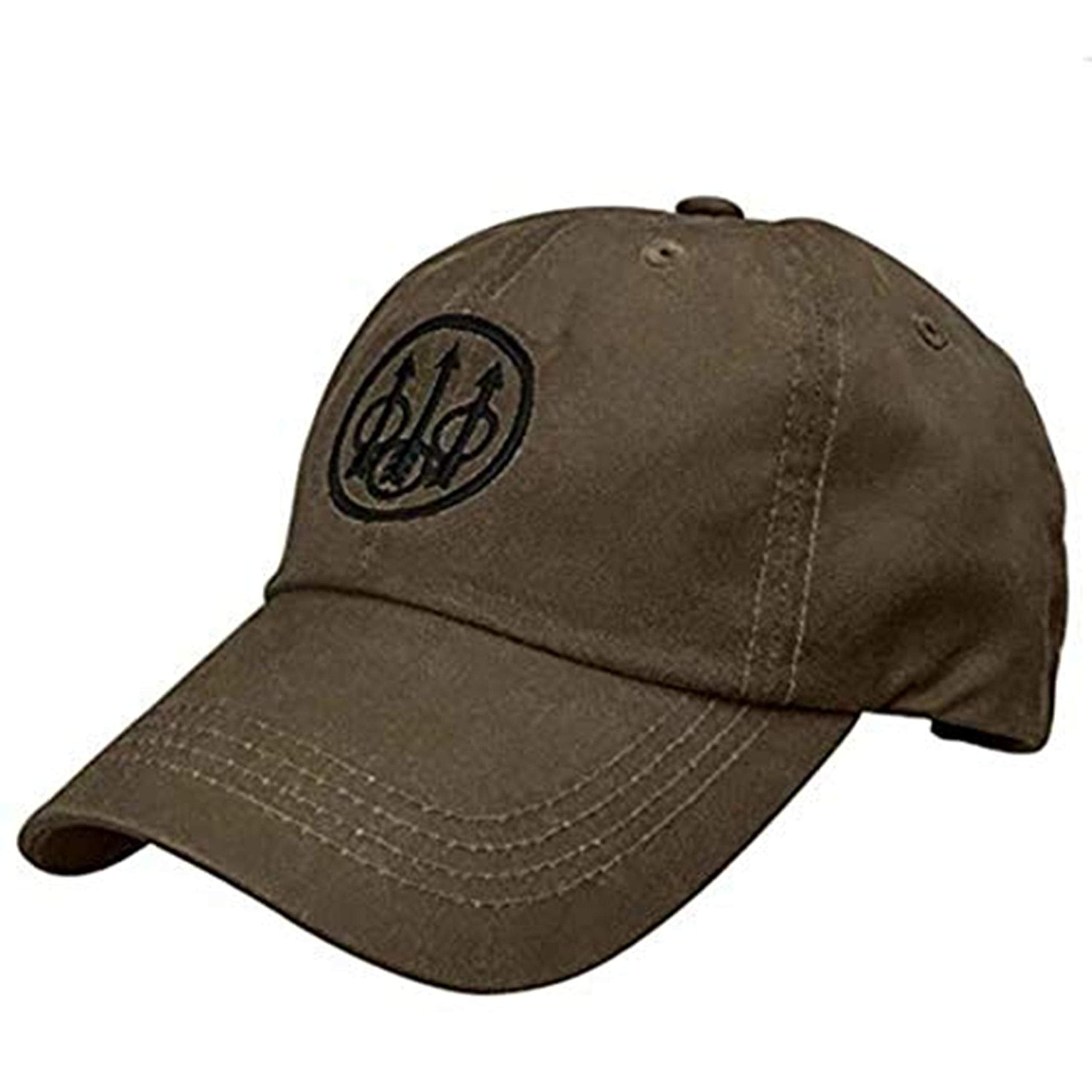Beretta waxed cotton hunting hat front view in sandstone showing water-shedding texture