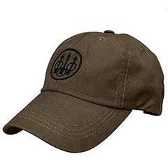 Beretta waxed cotton hunting hat front view in sandstone showing water-shedding texture