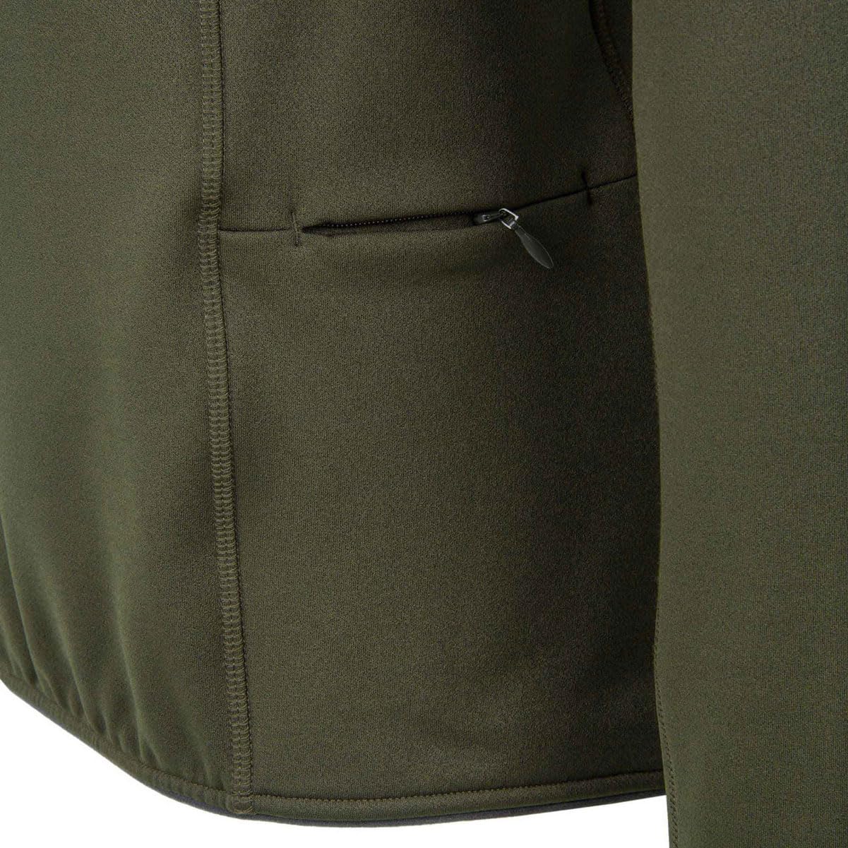 Beretta Stretch Tech fleece shirt Green Moss back logo adds premium branding.