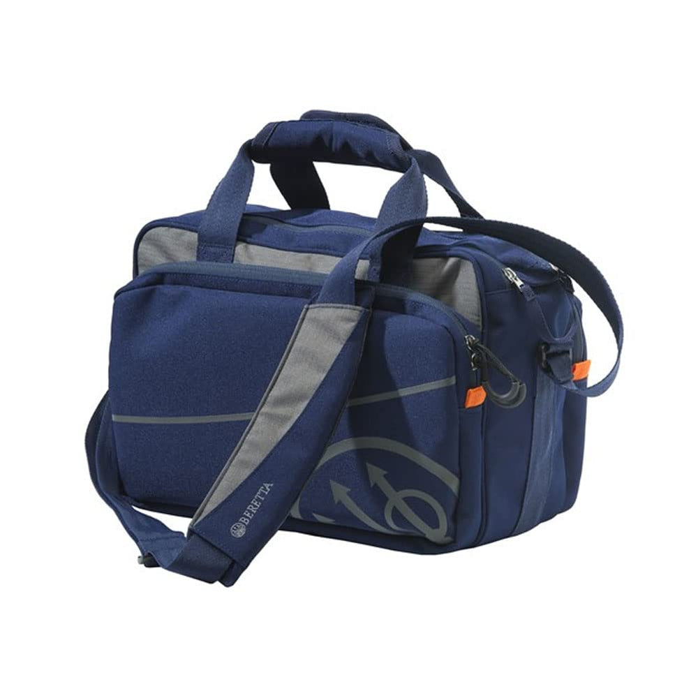 Beretta Uniform Pro EVO blue branding and orange piping showcases iconic range-ready styling.