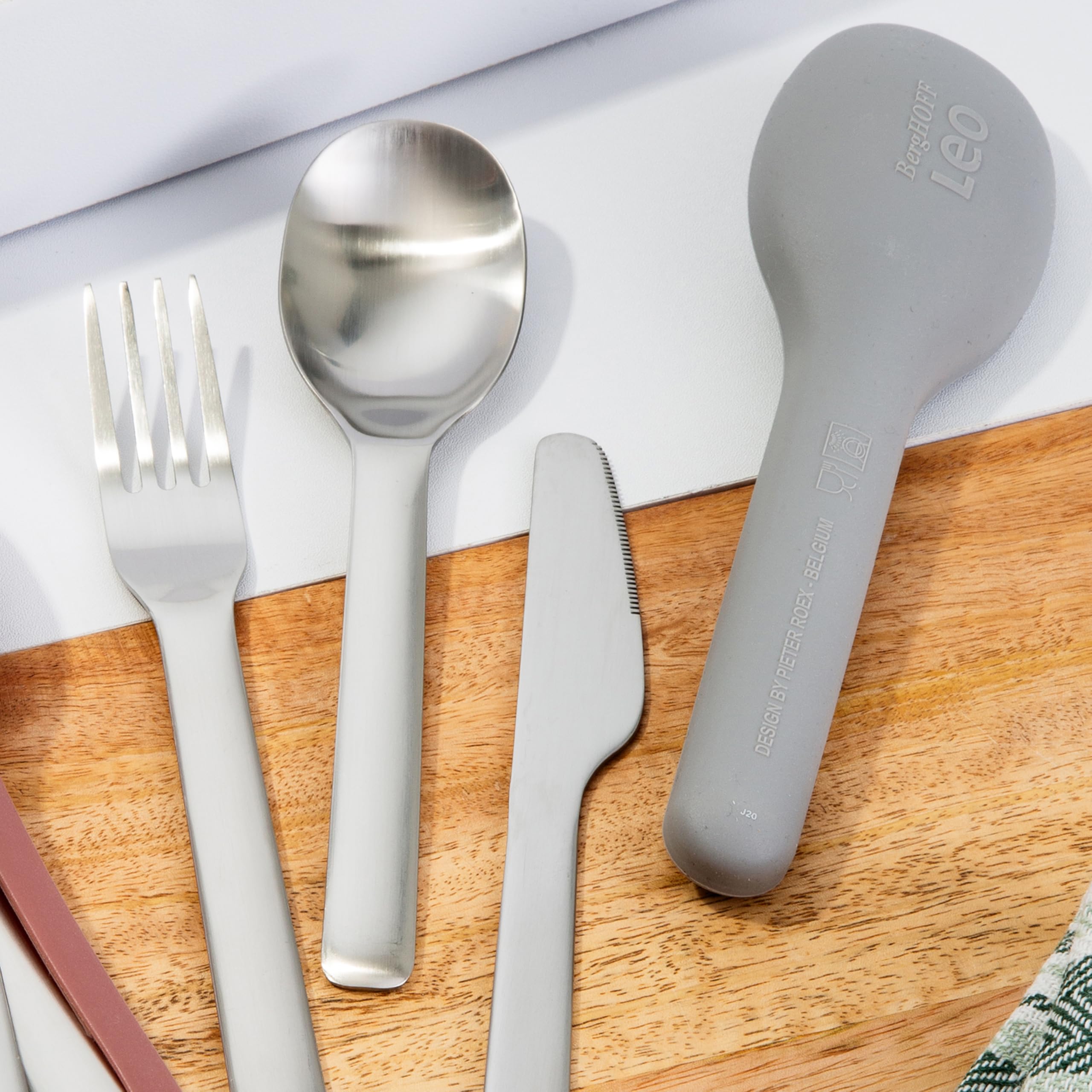 Berghoff Leo fork with ergonomic handle for comfortable outdoor dining.