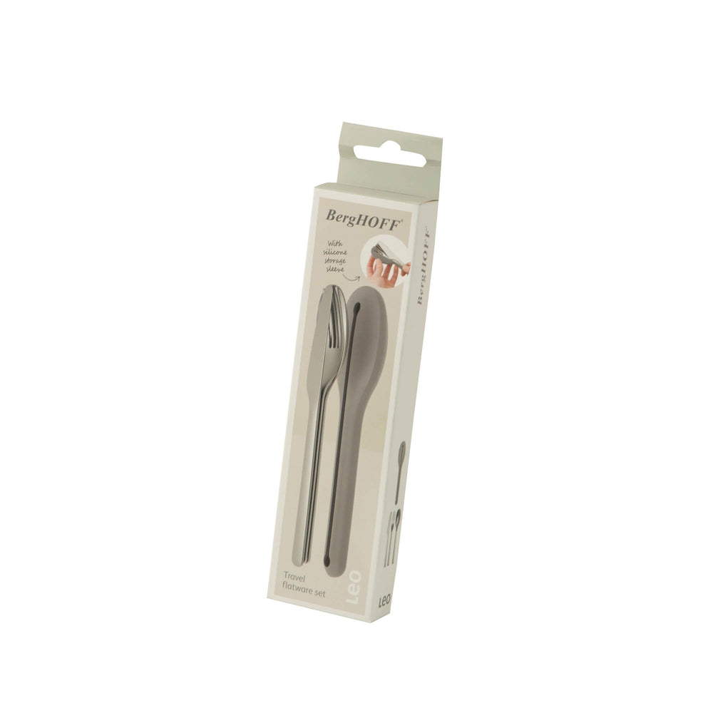 Berghoff Leo silicone grey sleeve protects utensils during transit.