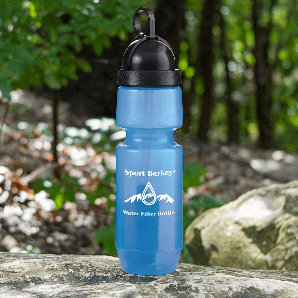 Berkey Sport Bottle on-the-go usage during travel and workouts.
