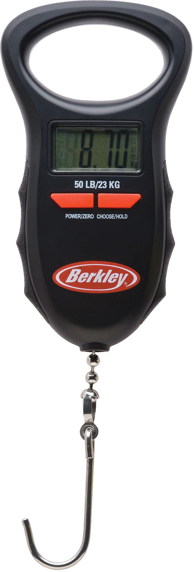 Berkley BTDFS50-1 digital fish scale showing weight with memory and tare for easy fishing sessions