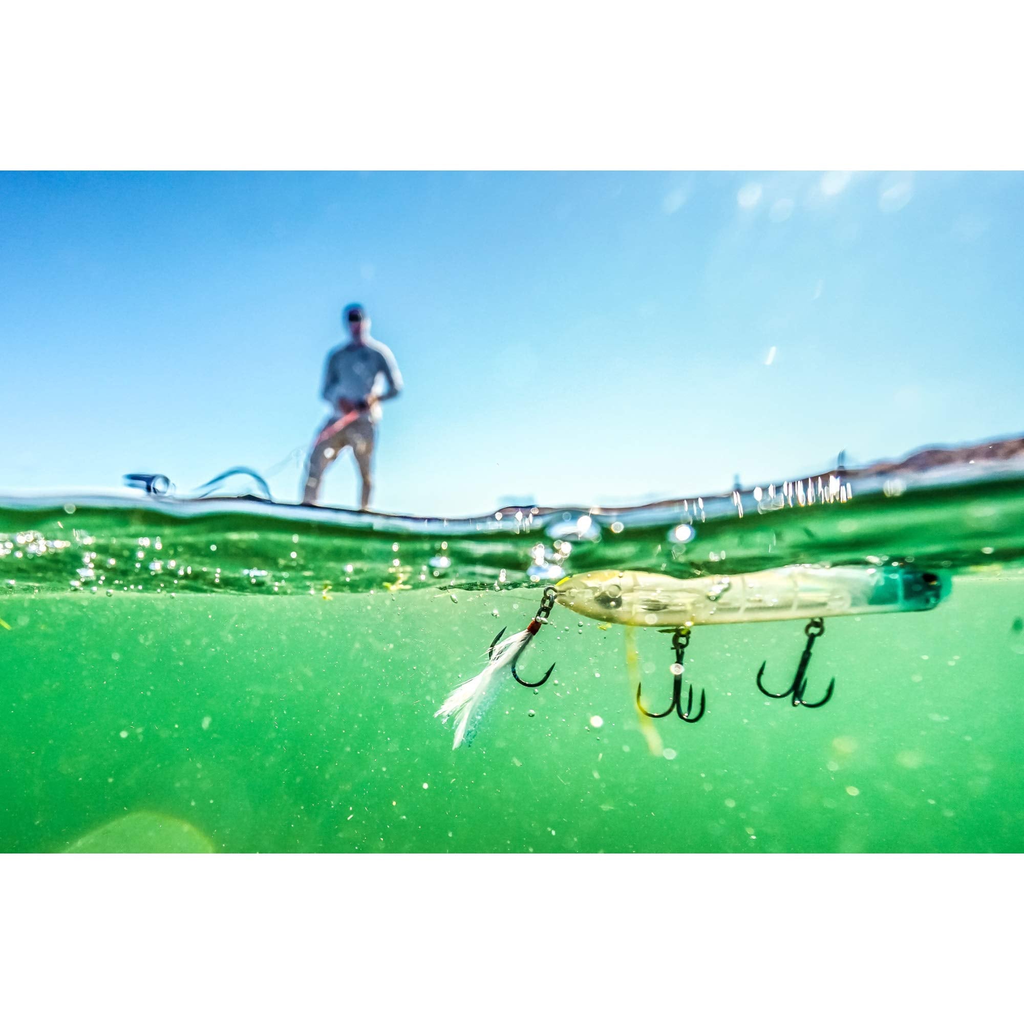 Berkley Cane Walker three-hook setup increases hook-up opportunities on topwater bites.