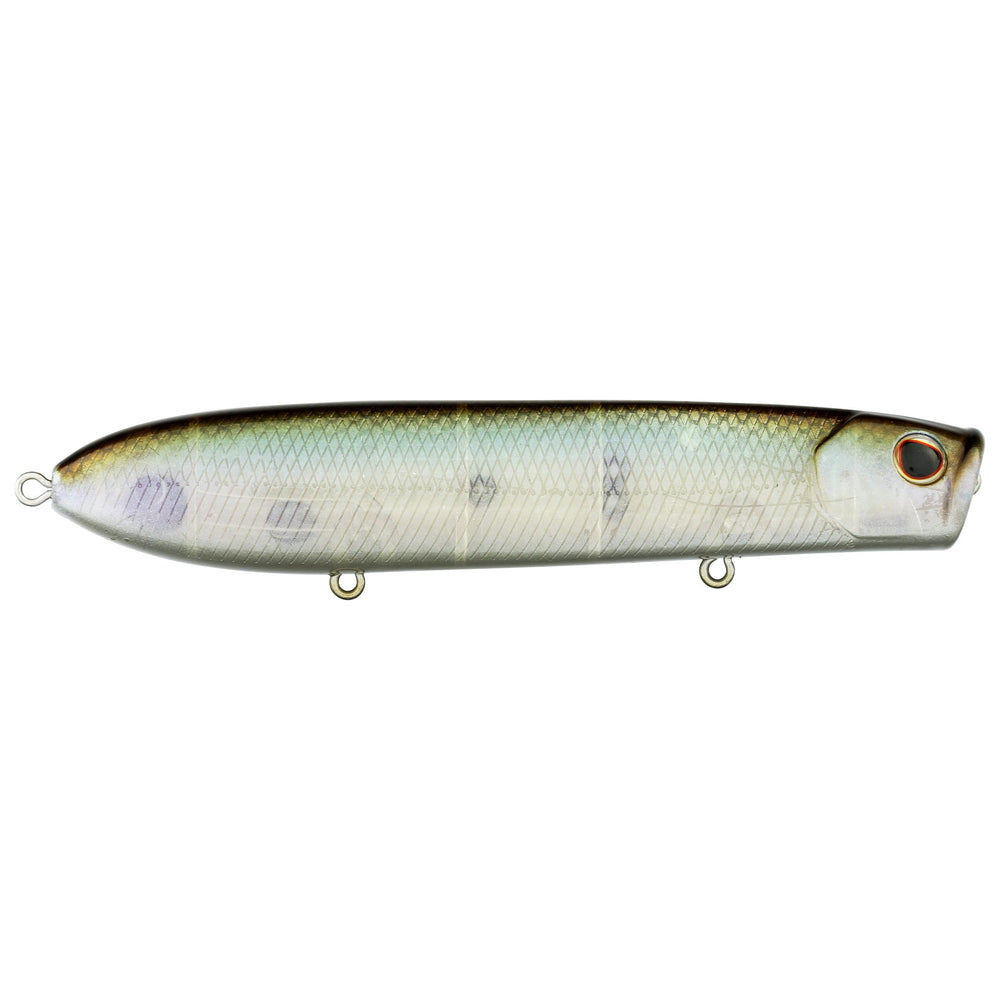 Berkley Cane Walker topwater lure face creating splash to draw bass at the surface.