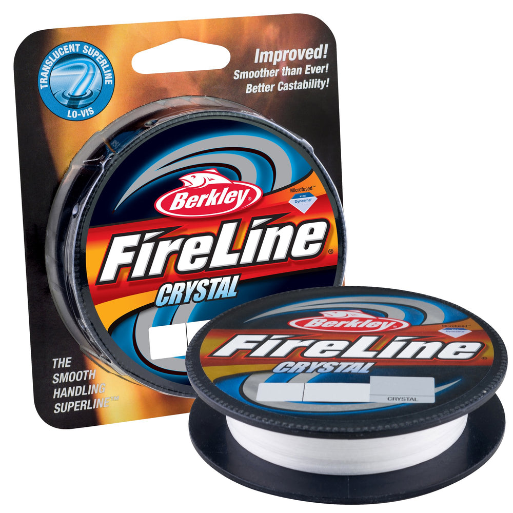 Berkley FireLine Fused Crystal on a spinning reel, ultra-low visibility for smoother casting.