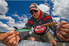 Berkley Flicker Minnow in Flashy Perch, side profile showing minnow shape