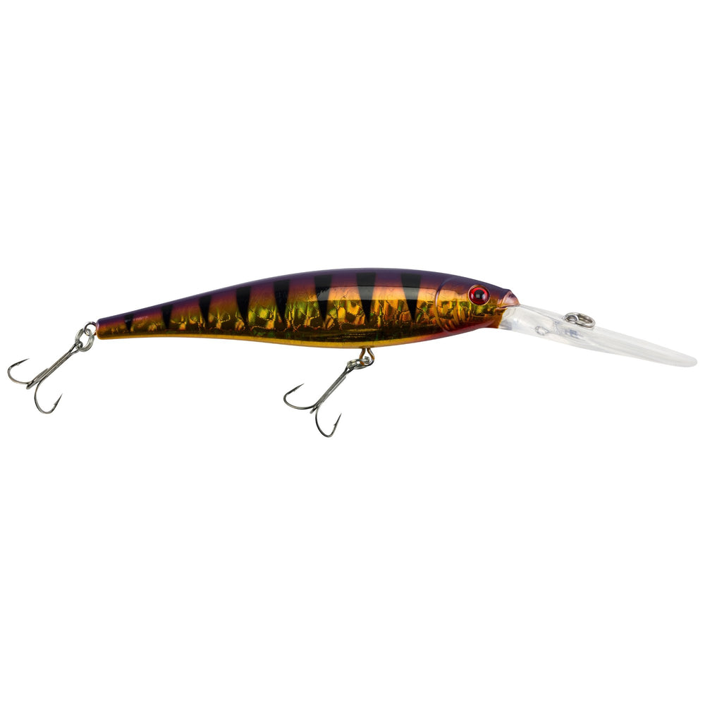 Berkley Flicker Minnow in slick purple bengal with realistic minnow action and diving depth