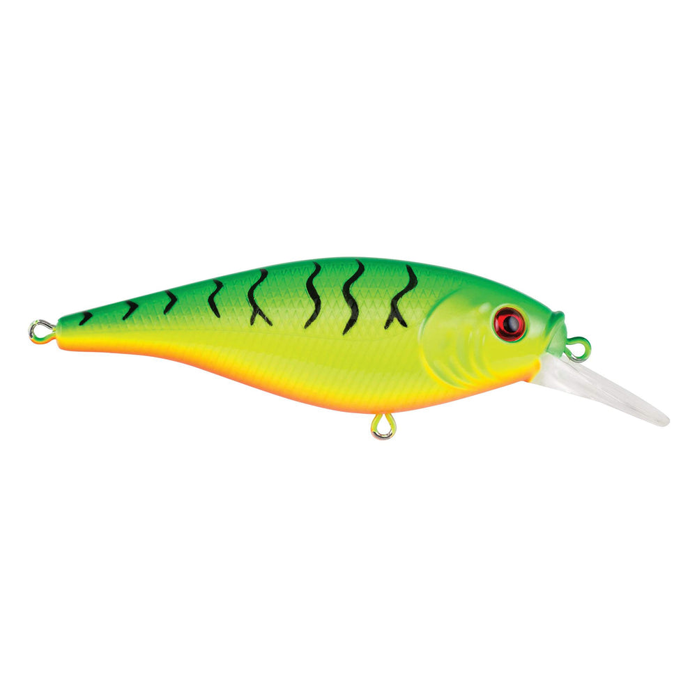Berkley Flicker Shad Firetiger front view with shallow-water casting use