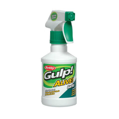 Berkley Gulp! Alive garlic attractant spray bottle boosts scent and bite attraction.