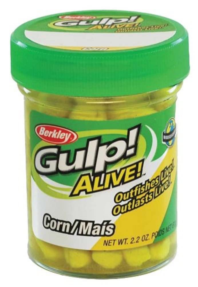 Berkley Gulp Alive Corn in a jar with lifelike scent and texture