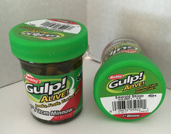 Two-jar Berkley Gulp Alive emerald shiner minnow bundle with Magic Gravy recharging in the jar.