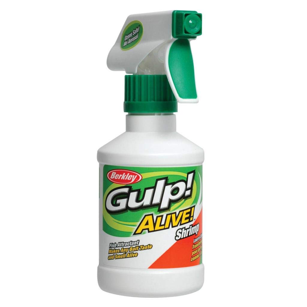 Berkley Gulp! Alive saltwater attractant spray shrimp bottle boosts scent dispersion for bait