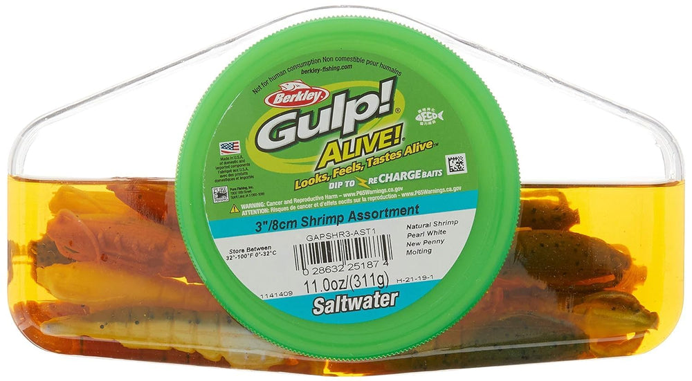 Assorted colors Berkley Gulp! Alive! Shrimp, 3-Inch, 11 oz container