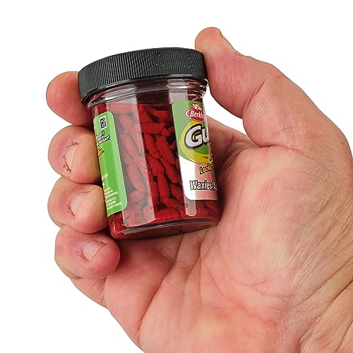 Berkley Gulp! Alive! Waxies in a resealable jar ready for scent recharge.